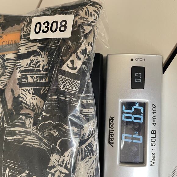 Bobby Chan Silk Hawaiian Shirt Men’s L Black Tan Palm Tree Aloha Friday - Picture 11 of 11